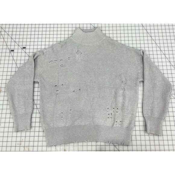 Chelsea DeBoer BY LILY & LOTTIE Sweater Turtleneck Long Sleeve Holes Medium I4 - Picture 1 of 9